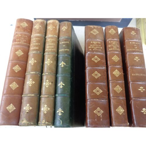 Oeuvres De Paul De Kock : Lot De 7 Volumes Regroupant 11 Titres, Reliés Demi-Cuir, Dos À 5 Nerfs, Belle Collection!