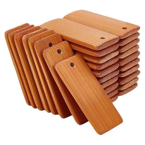 60pcs Étiquettes En Bois Porte-Clés Blancs Rectangle Gravure Blancs Bois Naturel Porte-Clés Étiquette Pour Porte-Clés Bouteille De Vin