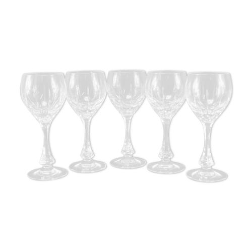 5 Verres Vin En Cristal Taill Main Atelier Du Cristal Baccarat Transparent