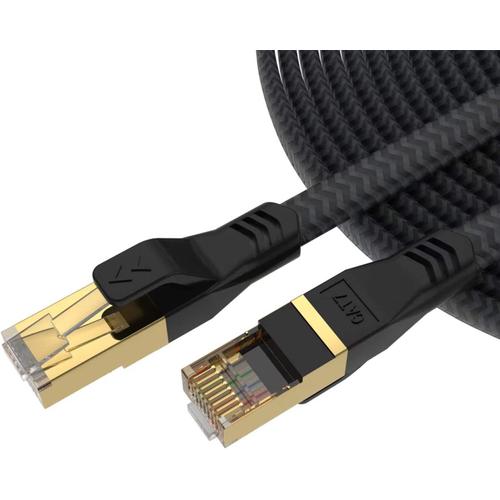 Cable Ethernet Cat 7 De 3 M, Cable Internet Plat Et Résistant, Cable Réseau Lan Cat7 Blindé, Cordons De Raccordement Gigabit Haute Vitesse Avec Connecteur Rj45 Pour Jeux Ps4, Xbox, Pc, Routeur, Ordinateur