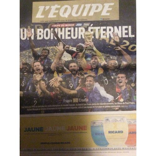 Coupe Du Monde 2018 - Journal L'equipe Du 16 Juillet 2018 + L'equipe Hors Série Juillet 2018 -