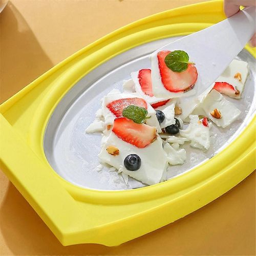 Sorbetière Pan Multifonctionnelle Assiette d'aliments sucrés froids Sorbetière roulée Yaourt glacé maison Gelato vert
