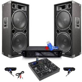 Pack Sono DJ complet ampli + enceintes 500W + Table de mixage + LIGHT  SIXMAGIC LED RVB + LEDSTROBE : : Instruments de musique et Sono