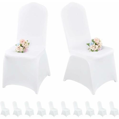 4 Packs Housses De Chaise Blanches Housses De Chaise De Salle À Manger Housses De Chaise En Spandex Pour Salon-Housses De Chaise De Salle À Manger Universelles Protecteur Pour Mariage Ephé