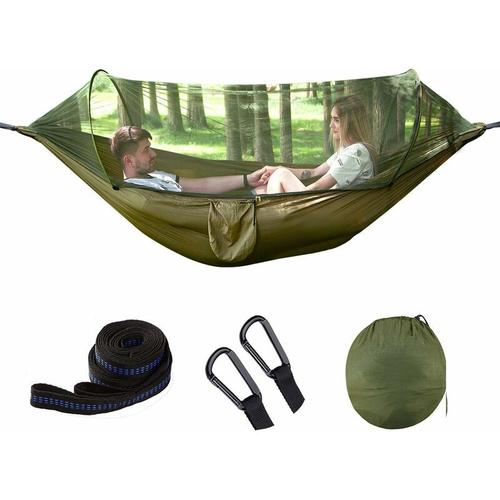 Hamac, Hamac De Camping, Hamac De Voyage Double Et Bandoulière Avec Moustiquaire - Hamac En Nylon Portable - Adapté Aux Voyages En Camping (290 140)