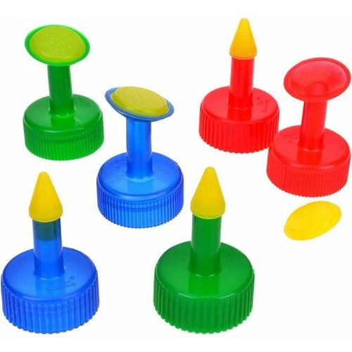 Kit d'arrosage goutte à goutte 6 pcs Bouteille Top Arrosage En Plastique Plante Abreuvoir Pointe Arroseur pour 28mm Potable Bouteille Semis Jardin Irrigation 6 Couleurs 2 Rouge 2 Vert 2 Bleu