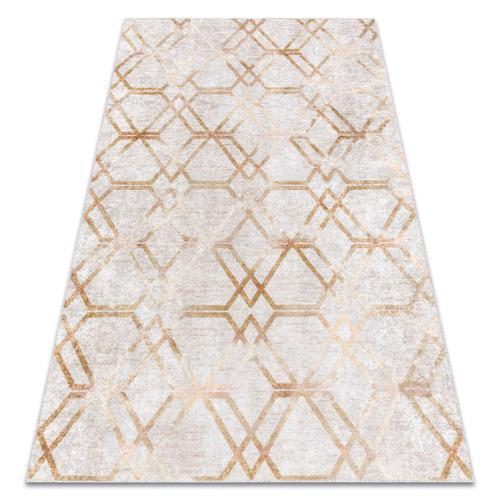 200x290 Cm Tapis Lavable Miro 51805.804 Géométrique, Treillis Antidérapant - Or