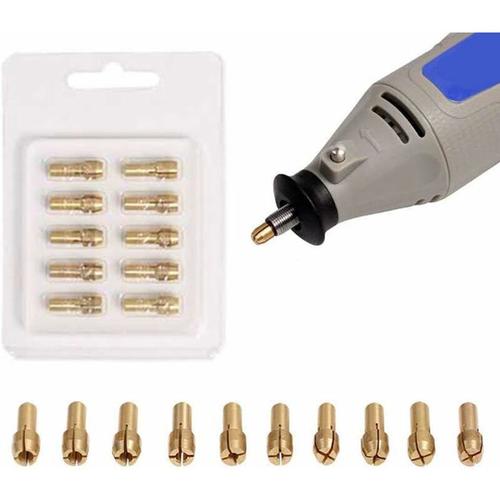 Lot de 10 mandrins en laiton de précision 0,5-3,2 mm pour perceuse Dremel - Outils rotatifs de mandrin électrique