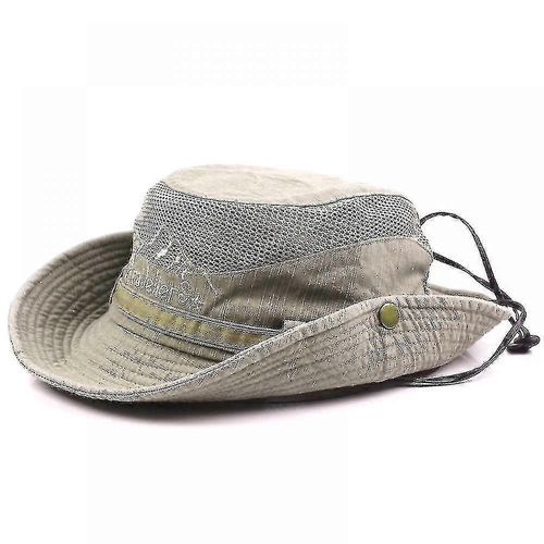 Coton Chapeau De Soleil Chapeau D'été Pour Hommes Protection Uv Randonnée Chapeau De Pêche Chapeau De Pêche Trekking Pliable Safari Hat Avec Mentonnière Chapeau De Brousse Extérieur Seau De Randonnée