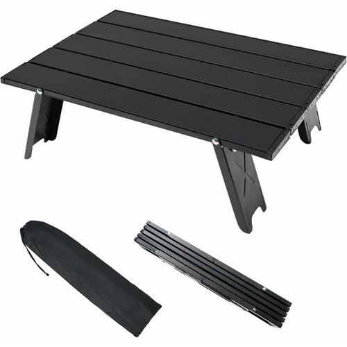 Table Pliante De Camping, Table En Aluminium Mini Pliable Portable Légère Avec Sac De Transport, Petite Table D'appoint Enroulable Pratique Pour Barbecue Pique-Nique Plage Voyage (Noir)