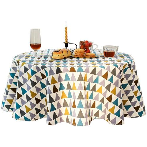 Nappes?Ronde 100 Cm En Coton Et Lin Tissu Nappe En Sergé Simple Style Nordique Frais Durable Réutilisable Infroissable Décoration Pour Cuisine Salle À Manger Table (Coloré, Diamètre 100cm)