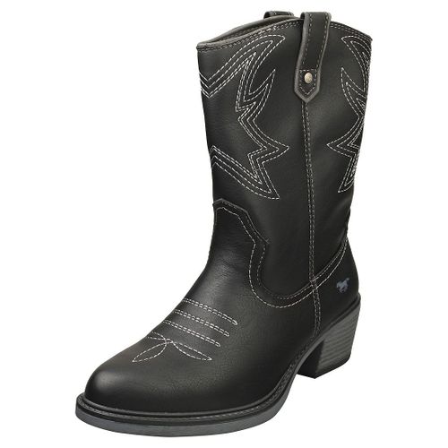 Mustang Low Heel Cowboy Bottes Bottines Noir
