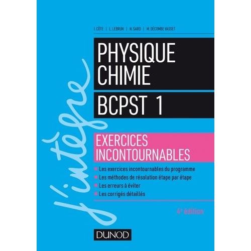 Physique-Chimie Exercices Incontournables Bcpst 1re Année