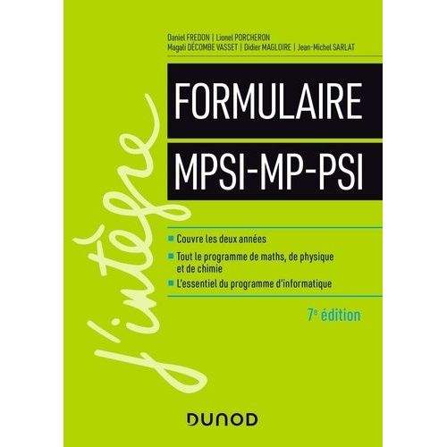 Le Formulaire Mpsi-Mp-Psi