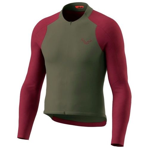 Dynafit - Ride Light L/S Full Zip Jersey - Maillot De Cyclisme Taille M, Vert Olive/Rouge