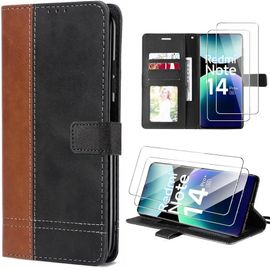 Coque + 2 Verres Trempés Pour Xiaomi Redmi Note 14 Pro Plus 5g/Note 14 Pro+ 5g, Protection Antichoc Synthécuir Marron - Efconnection