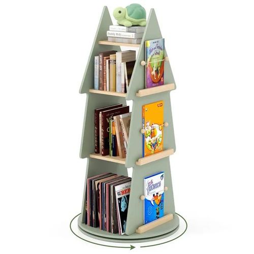Bibliothèque Rotative En Bois Pour Enfants - Costway - 4 Niveaux En Forme D'arbre Étagère Pivotante À 4 Niveaux 48 X 102 Cm