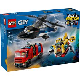 LEGO City - Hélicoptère, camion de pompiers et sous-marin modulable - 60462