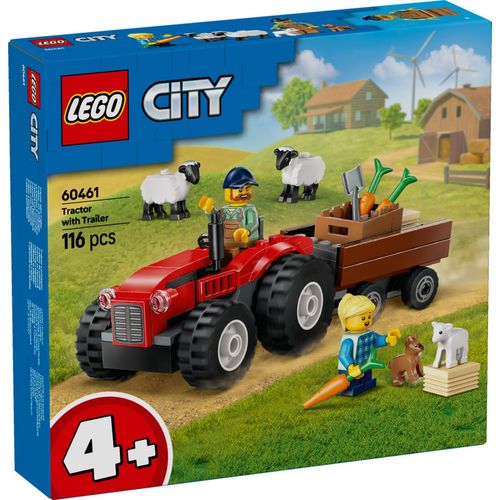 LEGO City - Tracteur agricole rouge avec remorque et moutons - 60461