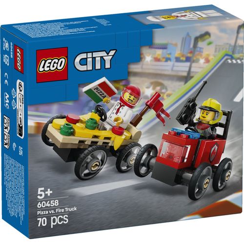 LEGO City - Pack de bolides de course : camion de pizza contre camion de pompiers - 60458