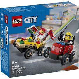 LEGO City - Pack de bolides de course : camion de pizza contre camion de pompiers - 60458