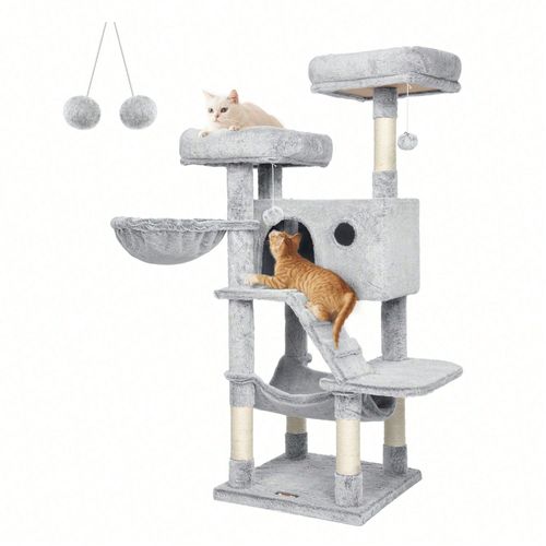 Arbre À Chat, Tour De Jeux, Grand, Doux, Gris Y Blanco Ombré