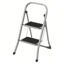 Marchepied 2 Marches Pliable, Escabeau, Verrou de sécurité, Facile à ranger, Charge 150 Kg, Gris