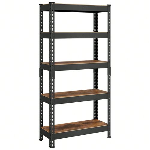 Étagère Pour Charges Lourdes,5 Niveaux, 31 X 75.5 X 152cm, Capacité De Charge 875 Kg, Marron Rustique