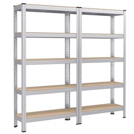 Lot De 2 Étagères De Rangement À 5 Niveaux, 30 X 75 X 150 Cm, Capacité 650 Kg, Planches Réglables, Style Industriel, Pour Cuisine, Salon, Argent