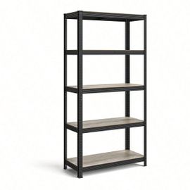 Étagère De Rangement À 5 Niveaux, 40 X 90 X 180 Cm, Capacité 875 Kg, Planches Réglables, Style Industriel, Grège Et Noir