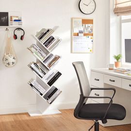 Étagère À 8 Niveaux Pour Livres En Forme Arbre Bibliothèque En Bois Pour Salon, Bureau, Blanc