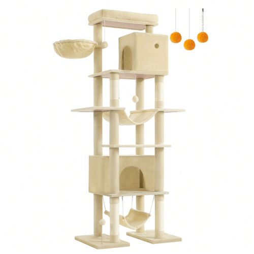 Arbre À Chat 201 Cm, Forme De Tour, Taille Xxl, Multi-Niveaux, Beige