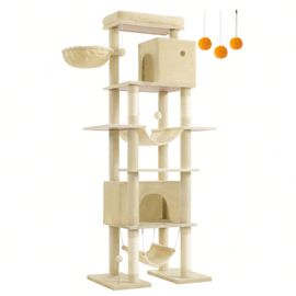 Arbre À Chat 201 Cm, Forme De Tour, Taille Xxl, Multi-Niveaux, Beige