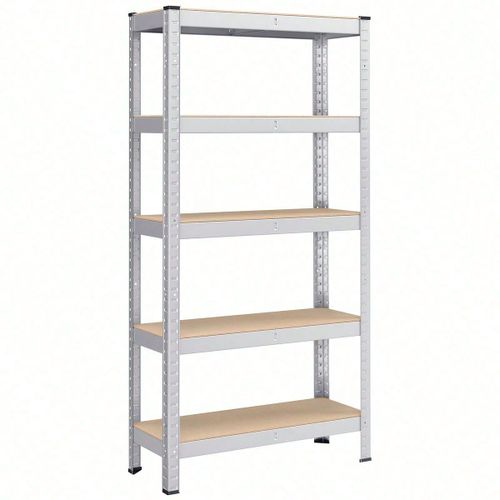 Étagère Charge Lourde à 5 Niveaux, Meuble de rangement en acier, pour boîtes à outils, Capacité 650 Kg, 30 x 75 x 150 cm, Argent