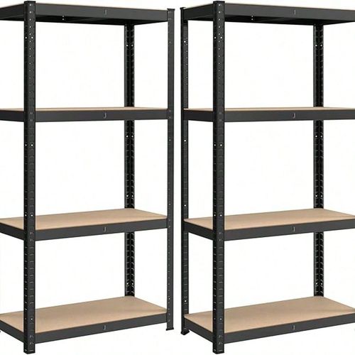 Lot De 2 Étagères De Rangement À 4 Niveaux, 40 X 80 X 160 Cm, Capacité 520 Kg, Planches Réglables, Style Industriel, Pour Cuisine, Salon, Noir