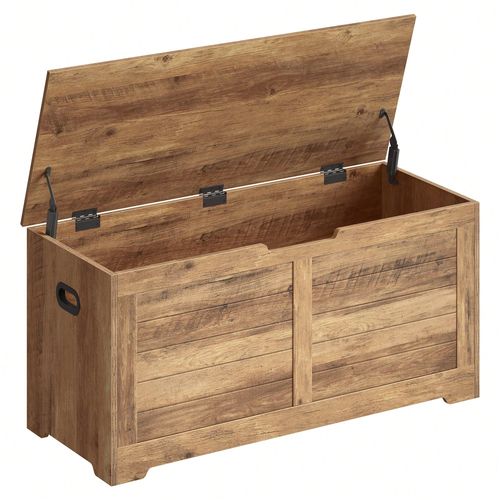 Coffre De Rangement, Banc De Stockage, 2 Charnières De Sécurité, , 40 X 100 X 46 Cm, Pour Entrée, Salon, Blanc Nuage