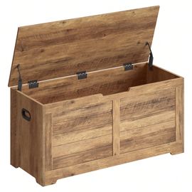 Coffre De Rangement, Banc De Stockage, 2 Charnières De Sécurité, , 40 X 100 X 46 Cm, Pour Entrée, Salon, Blanc Nuage