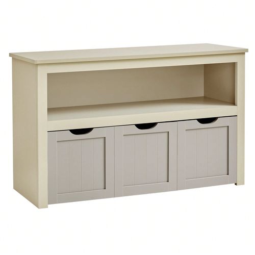 Meuble De Rangement Pour Jouets, Armoire, Commode, Avec 3 Rangements À Roulettes, Pour Salon, Chambre, Salle De Jeu, 30 X 102 X 60 Cm, Beige Sable