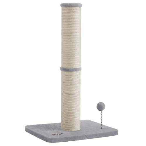 Griffoir Pour Chat, 85 Cm De Haut, Moyens Et Larges Chats, Poteau À Gratter En Sisal, Pompom À Ressort Avec Clochette, Gris Tourterelle