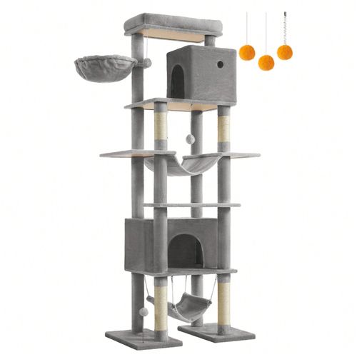 Arbre À Chat 201 Cm, Forme De Tour, Taille Xxl, Gris Clair