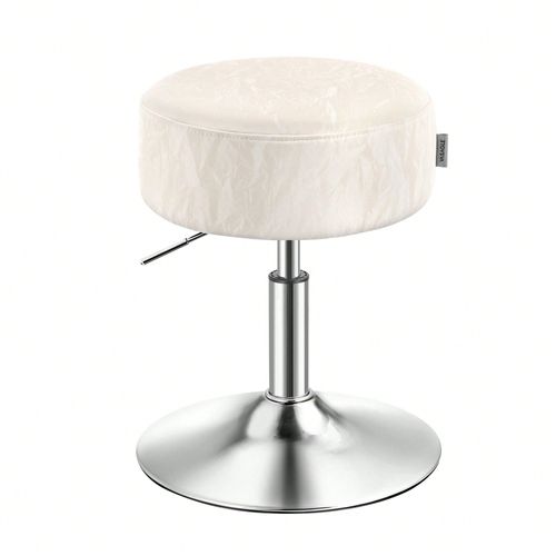 Tabouret De Maquillage, Réglable En Hauteur, Pivotant À 360 Degrés, En Pu, Coussin Épais, Pour Chambre, Cuisine, Salle À Manger, Moderne, Blanc Crème