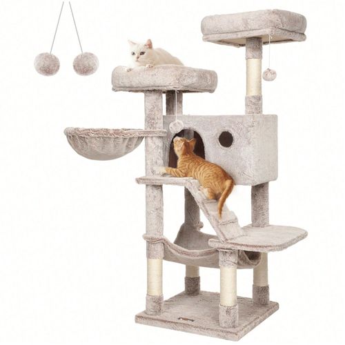 Arbre À Chat, Tour De Jeux, Grand, Doux, Marrón Y Blanco Ombré