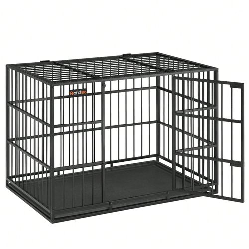 Cage Pour Chien Ultra-Résistante, 107 X 70 X 75 Cm, Pour Chiens Moyens Et Grands, Noir