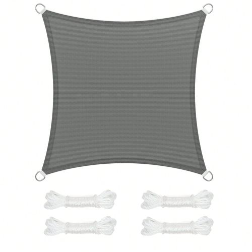 Voile D'ombrage 3 X 3 M, Respirant, Perméable À L'eau, Pour Terrasse, Jardin, Balcon, Camping, Carré, Concave, Cordes De 2 M, Gris Anthracite