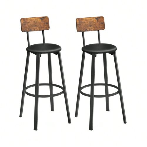 Tabouret De Bar, Lot De 2, Sièges Rembourrés, 39 X 39 X 100 Cm, Marron Rustique