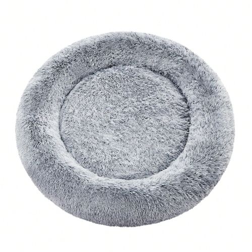 Panier Pour Chien, Lit Ronde En Forme De Beignet, Canapé, Coussin Central Amovible Et Lavable, Tissu Peluche Doux, Ø100 Cm, Gris Ombré