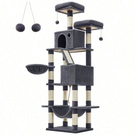 Grand Arbre À Chat, Tour De Jeu 206 Cm, Gris Anthracite