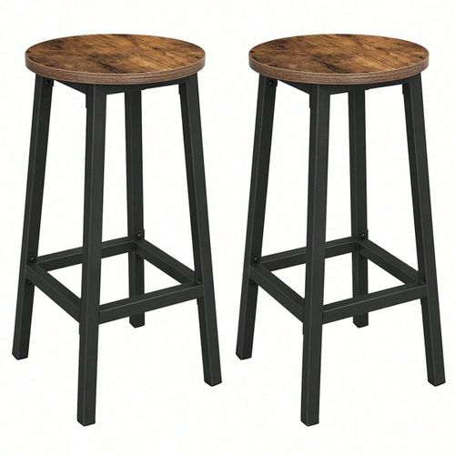 Tabouret De Bar, Lot De 2, Hauteur 65 Cm, Style Industriel, Marron Rustique