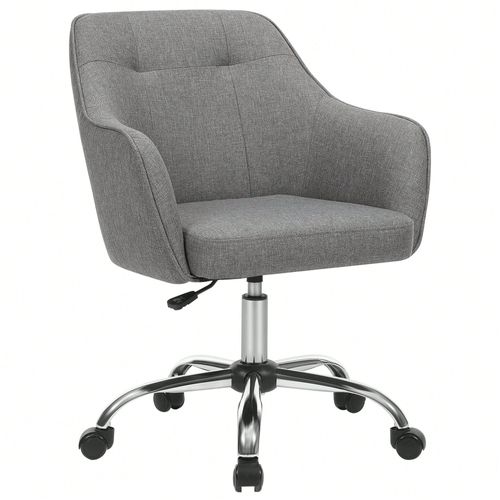 Fauteuil De Bureau, Chaise Pivotantem, Confortable, Réglable En Hauteur, Charge 120 Kg, Cadre Enacier, Tissu Imitation Lin, Pour Bureau