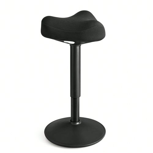 Tabouret Dynamique, Tabouret Assis-Debout, Siège Bascule À 360°, Hauteur Réglable 58-83 Cm, Large Socle, Avec Patin Antidérapant, Style Moderne, Noir